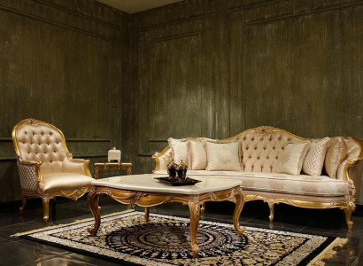 Beige Wohnzimmer Chesterfield Sofagarnitur Klassischer 3-Sitzer Sessel